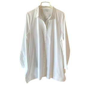 NWT J.JILL White Shirt Collection Size Large Long Sleeve Button-Up Oversized Top